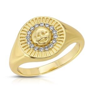 Elizabeth stone moonage signet ring boho celestial jewelry sz 8 NWOT